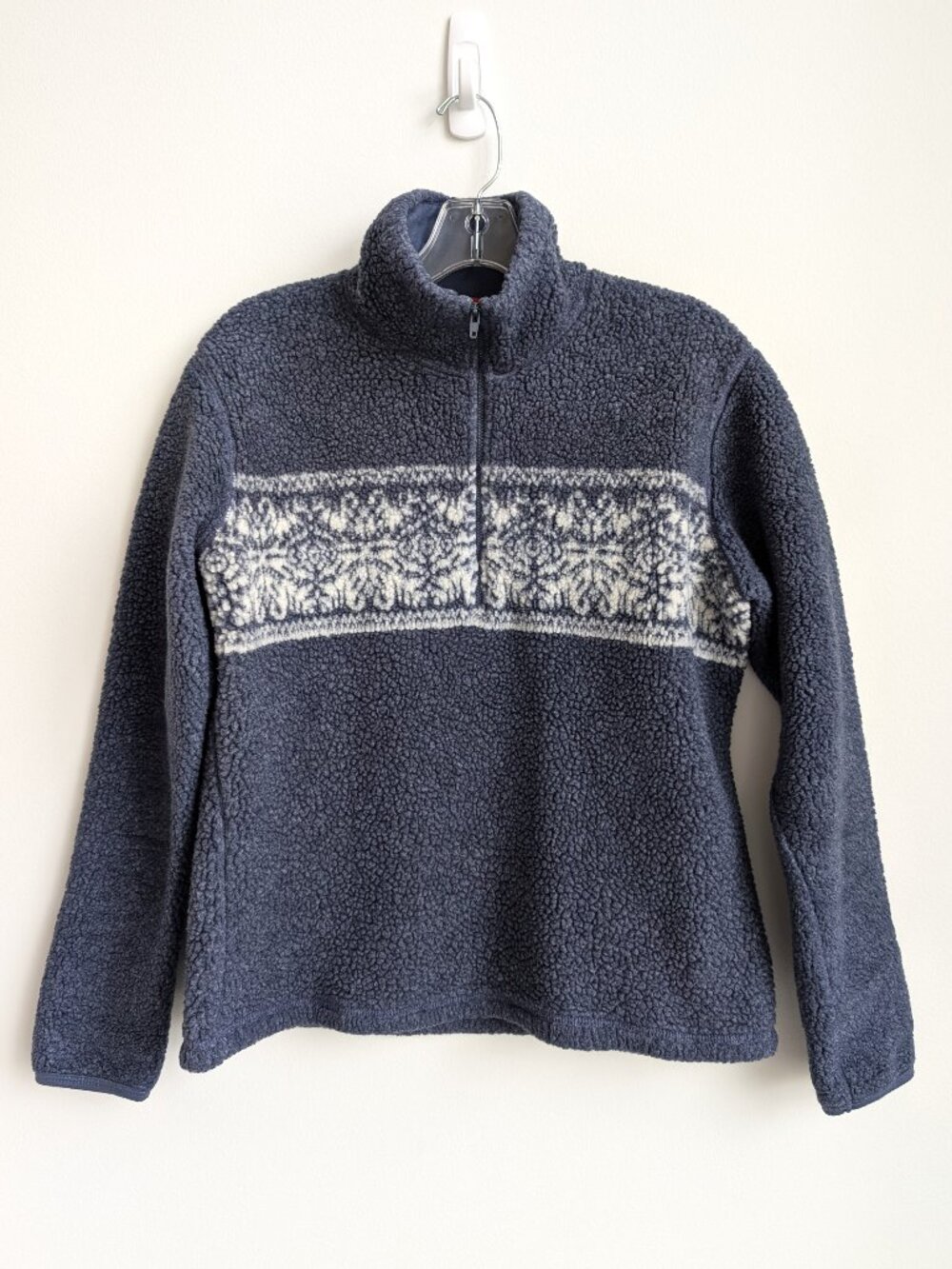 Vintage ESPRIT Sherpa Fleece Snowflake Quarter Zip Pullover | Medium